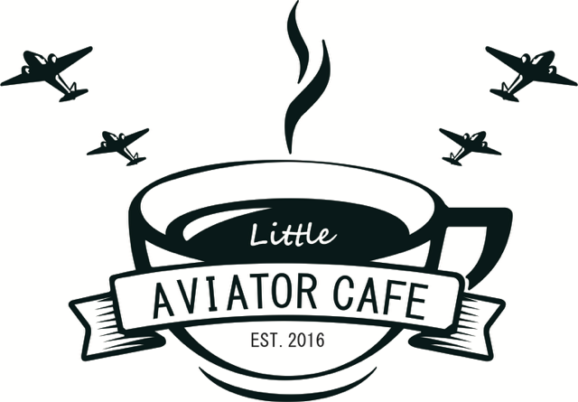Little Aviator Cafe Logo - Coffee Cup with flying airplanes